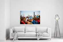 Lade das Bild in den Galerie-Viewer, Strandperle, Relaxed im Liegestuhl mit Mississippi Dampfer | Hamburg Foto "Strandperle, Relaxed im Liegestuhl mit Mississippi Dampfer" als Wandbild auf Leinwand kaufen