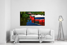 Lade das Bild in den Galerie-Viewer, Stadtparksee, japanischer Pavillon, Trettboote mit Heck | Hamburg Foto "Stadtparksee, japanischer Pavillon, Trettboote mit Heck" als Wandbild auf Leinwand kaufen
