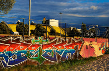 Lade das Bild in den Galerie-Viewer, Graffiti beim Theater König der Löwen | Hamburg Foto "Graffiti beim Theater König der Löwen" als Wandbild auf Leinwand kaufen